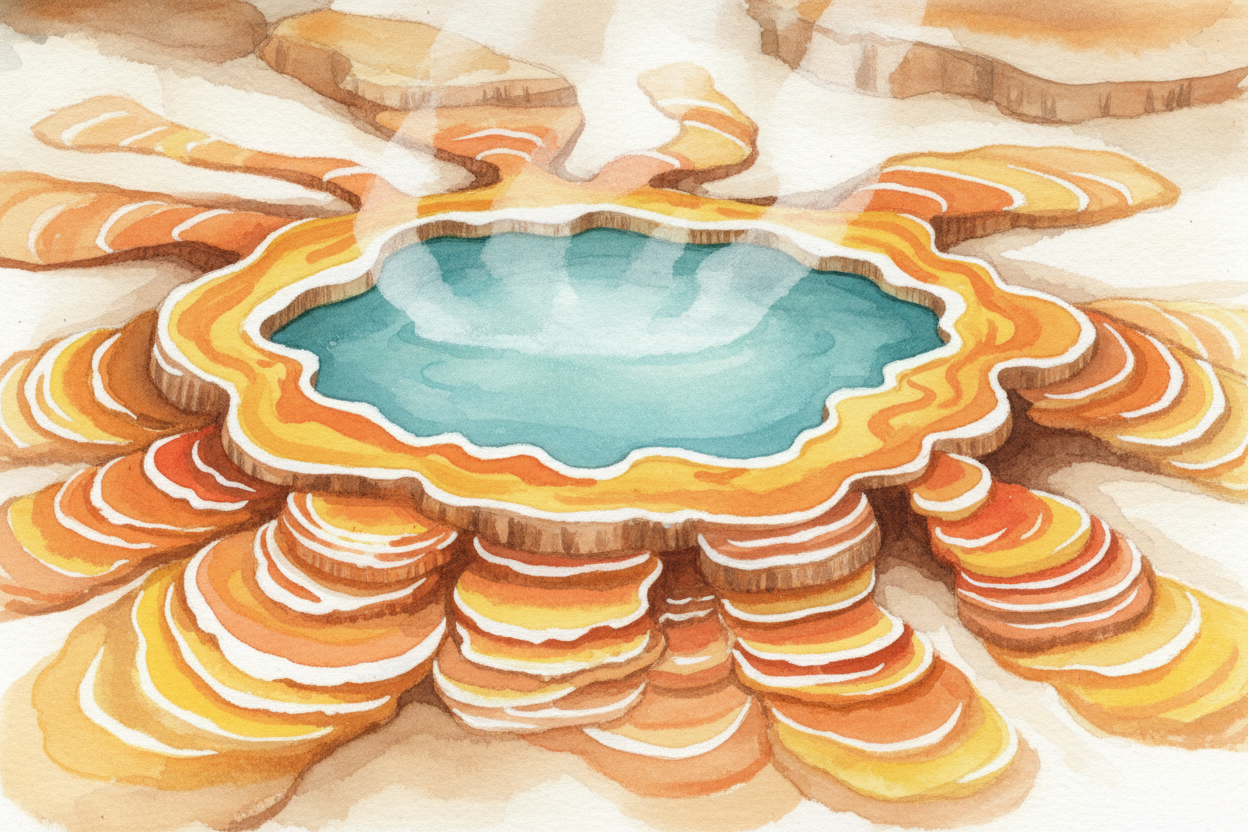 ~~That weird egg smell?~~ ++Hydrogen sulfide++ gas, dissolved in the water from the hot rock. Minerals dissolve too — *i