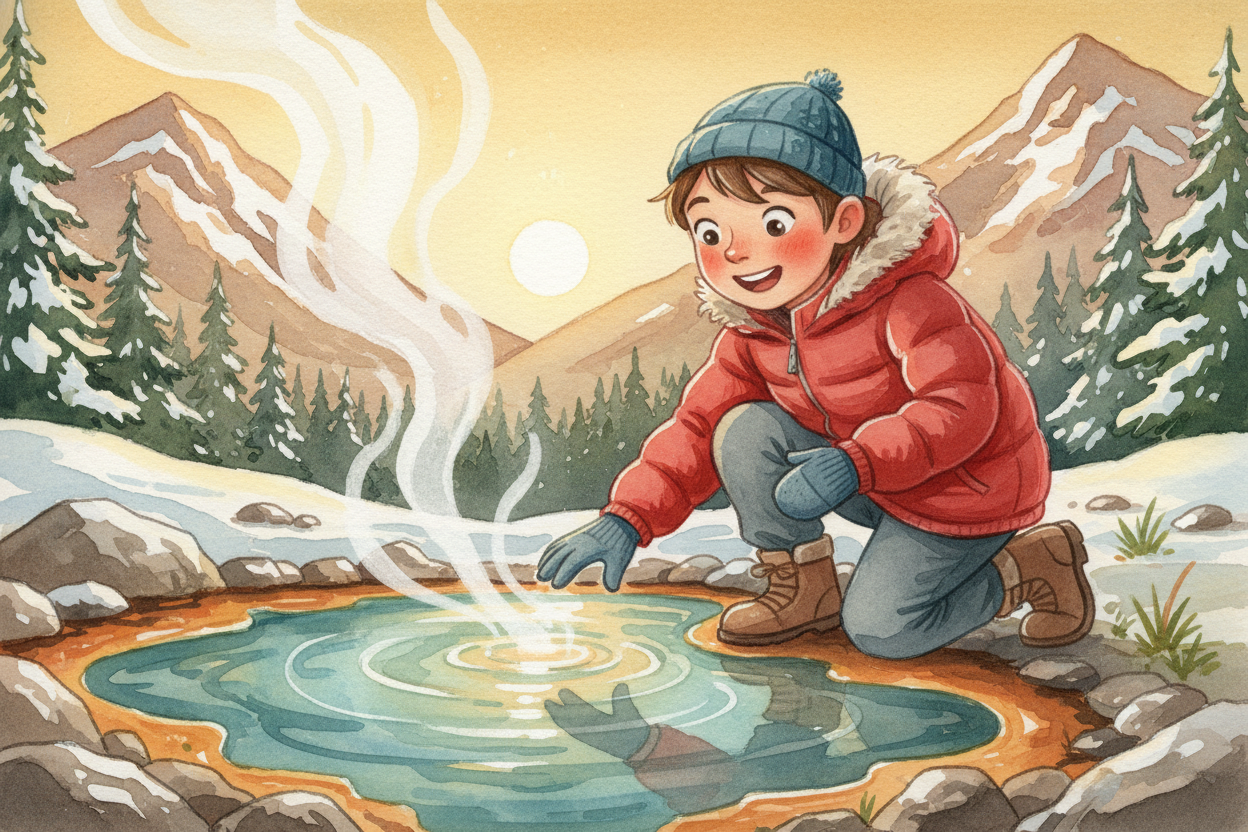 ~~So that's a hot spring:~~ rain that took the **longest, hottest detour possible**. It went down cold, got **cooked by 