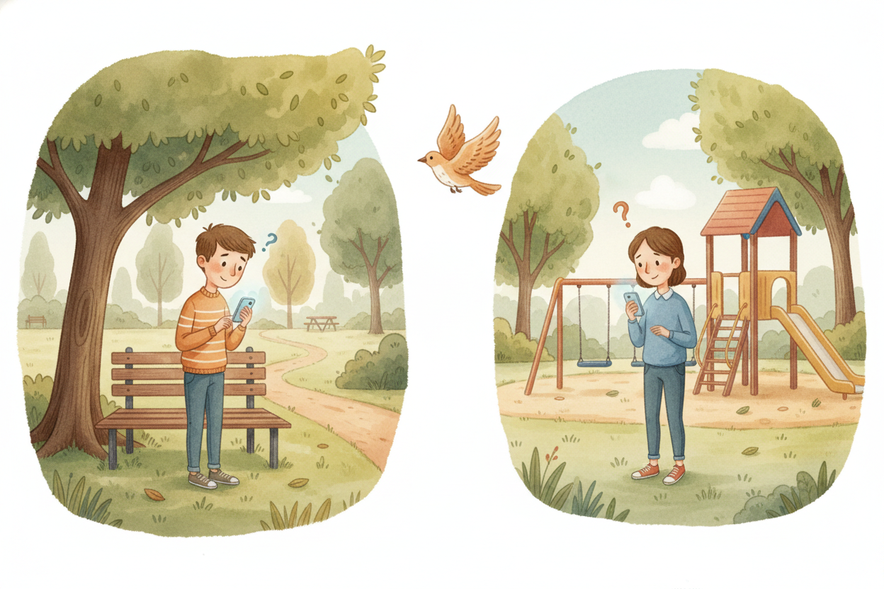 You know how sometimes you need to meet a friend, and **"by the park" isn't specific enough** because there are three pa