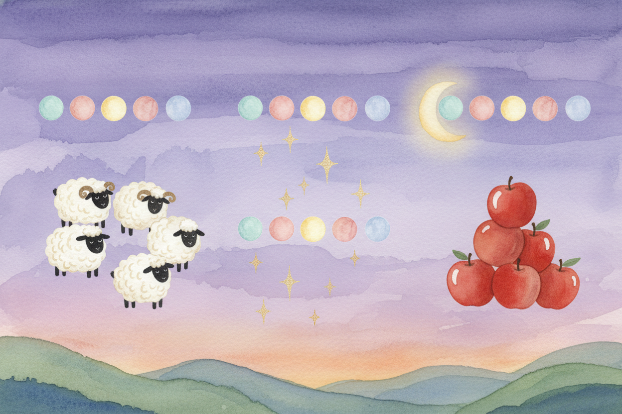~~And here's the quietly amazing part.~~ **The number five doesn't care WHAT it's counting.** *Five sheep, five stars, f