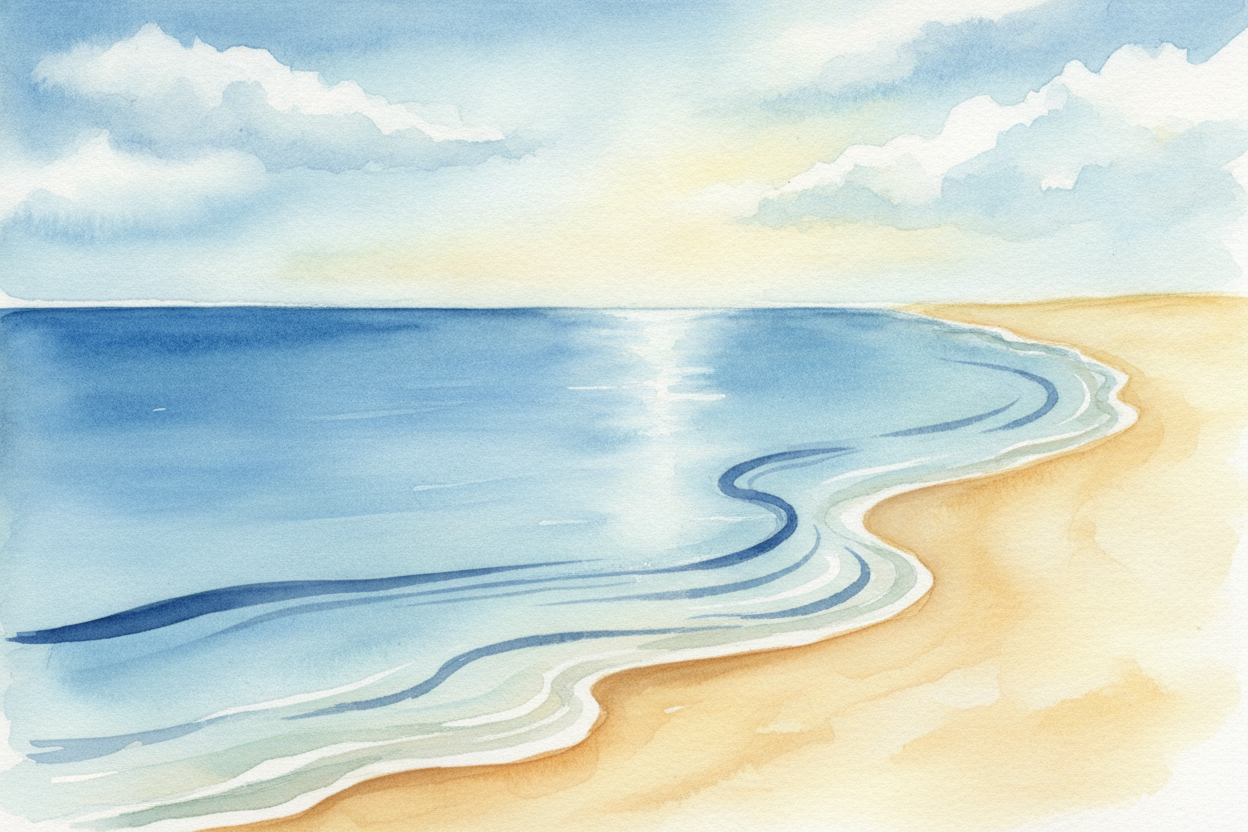 The ocean looks like it's just sitting there, sloshing politely against the sand. ~~But it's actually on the move~~ — **