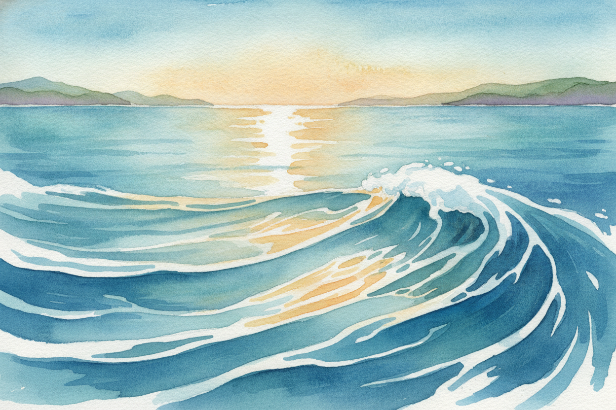 So why does the ocean move at all? ~~Two big bossy forces~~ push it around. The first is the wind. When wind blows acros