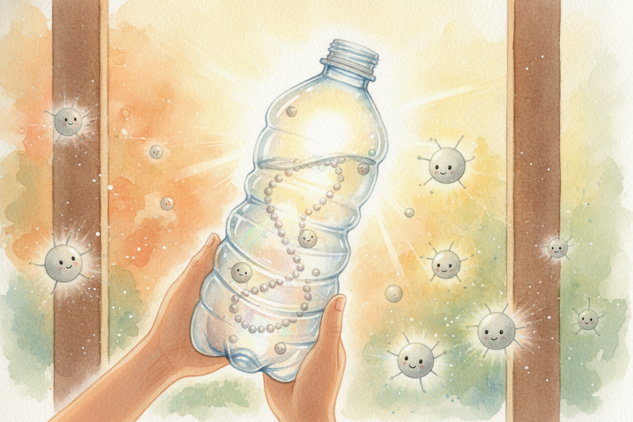 ~~So next time you hold a plastic bottle, remember~~ what you're really holding: millions of tiny carbon clips, built fr