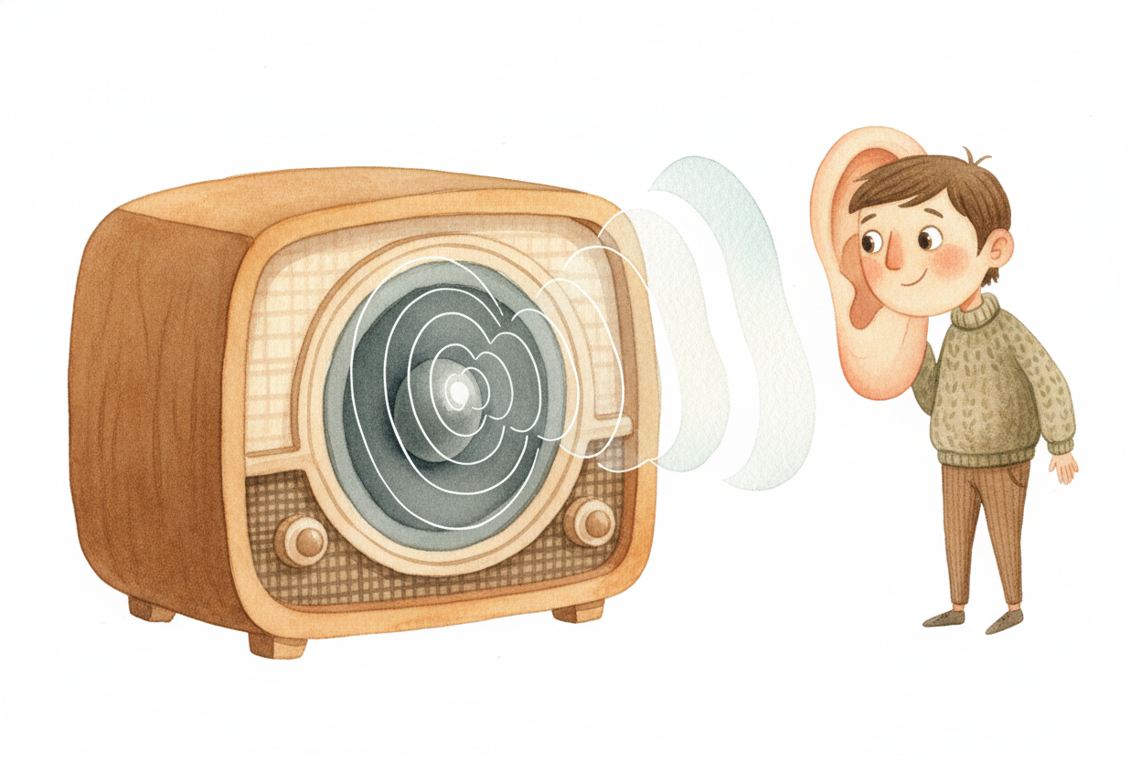 Your radio catches that wiggling wave, extracts the pattern from it — the ups and downs or the speed changes — and turns