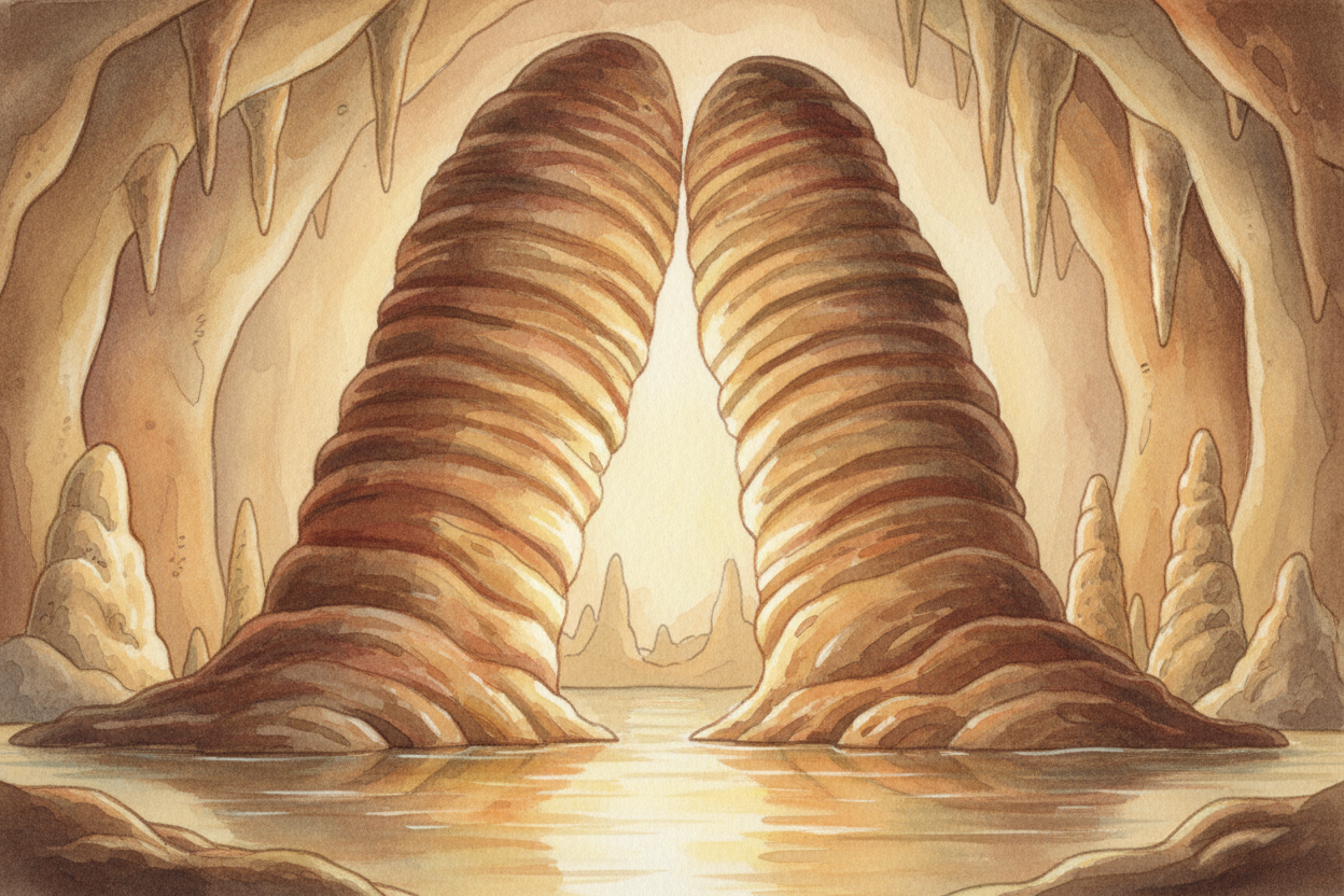 Stalactites grow **about as fast as your fingernails** — roughly *a tenth of a millimeter per year*. That means a stalac