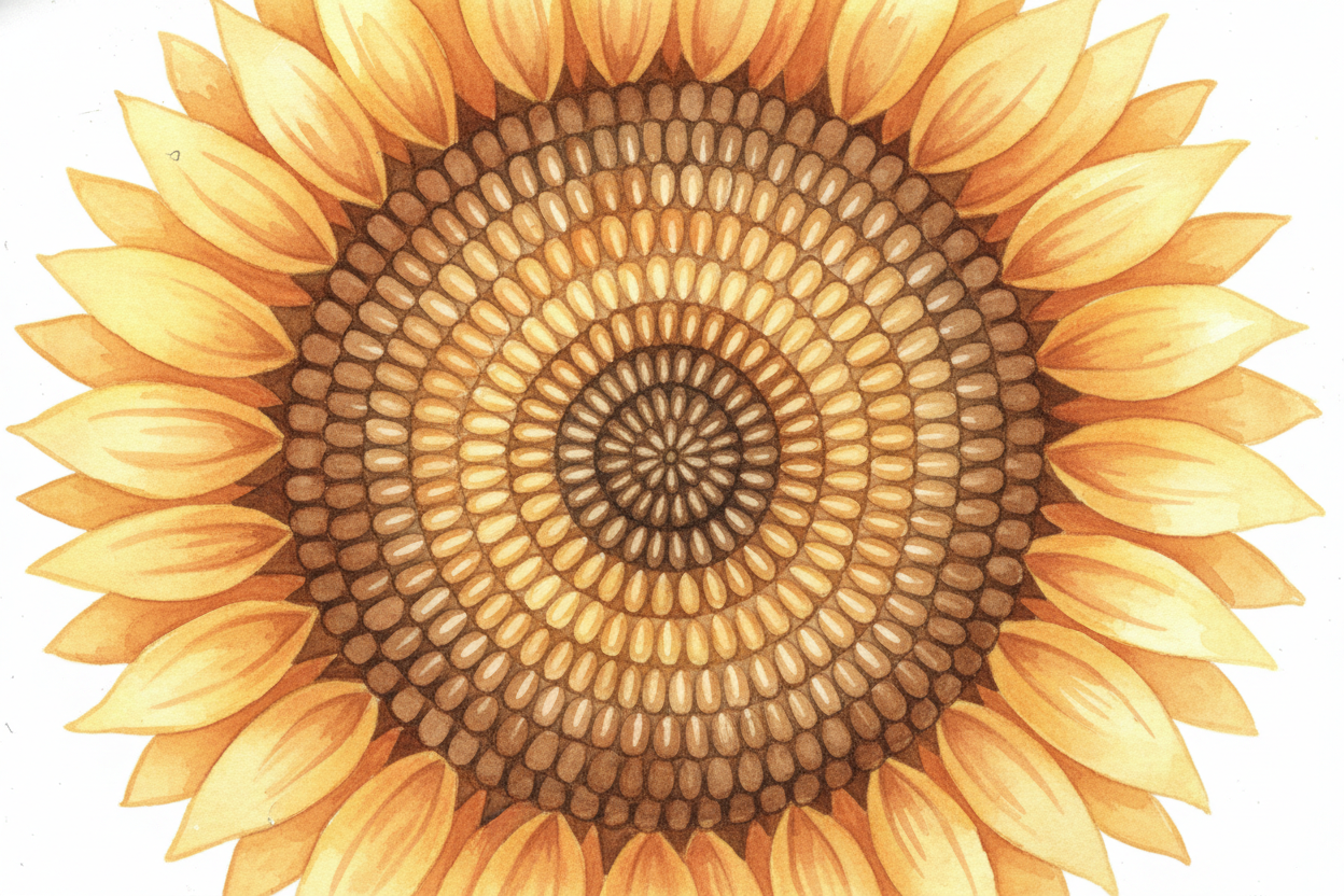 Look closely at a ++sunflower++'s face. All those tiny seeds **spiral outward from the center in two directions at once*