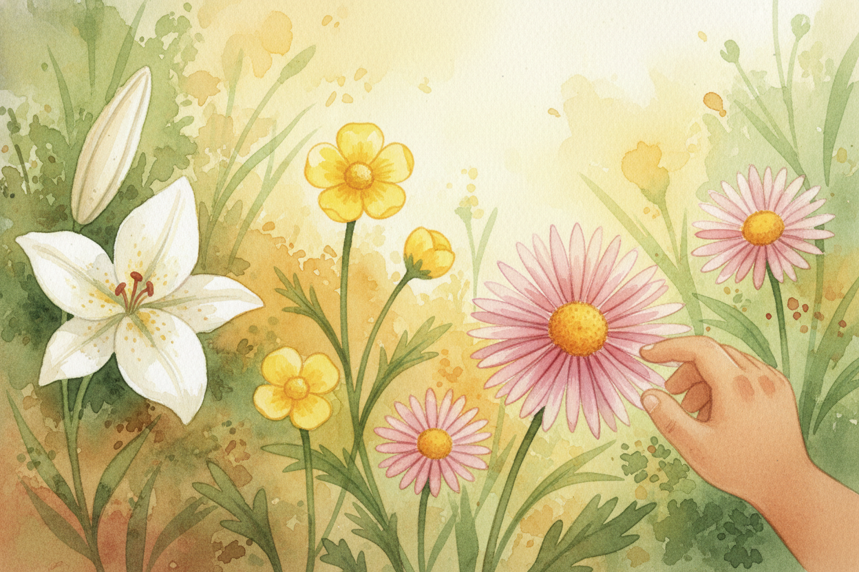 Flower petals often come in ++Fibonacci numbers++ too. Lilies have *3 petals*. Buttercups have *5*. Delphiniums have 8. 
