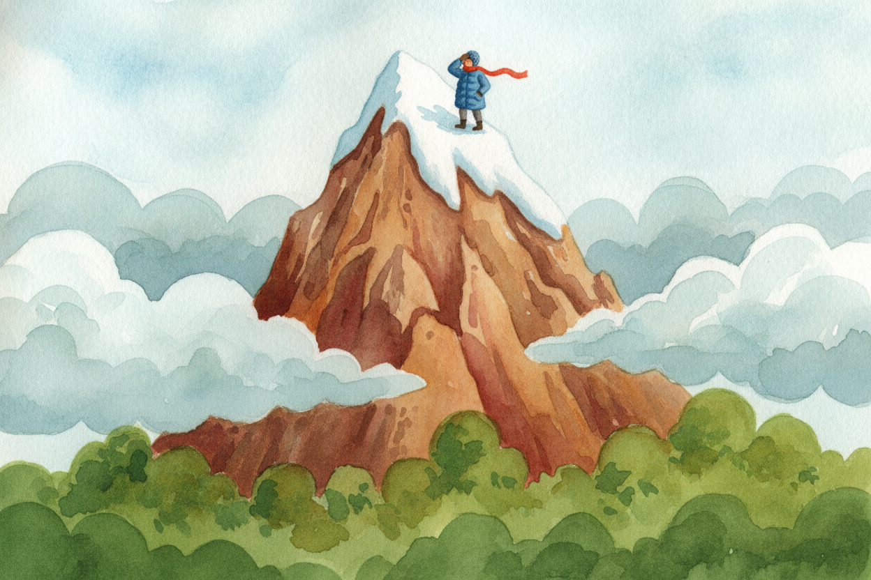 ~~Here's the quirky rule~~ of this floor: **the higher you go, the colder it gets**. That's why *mountaintops wear snow 