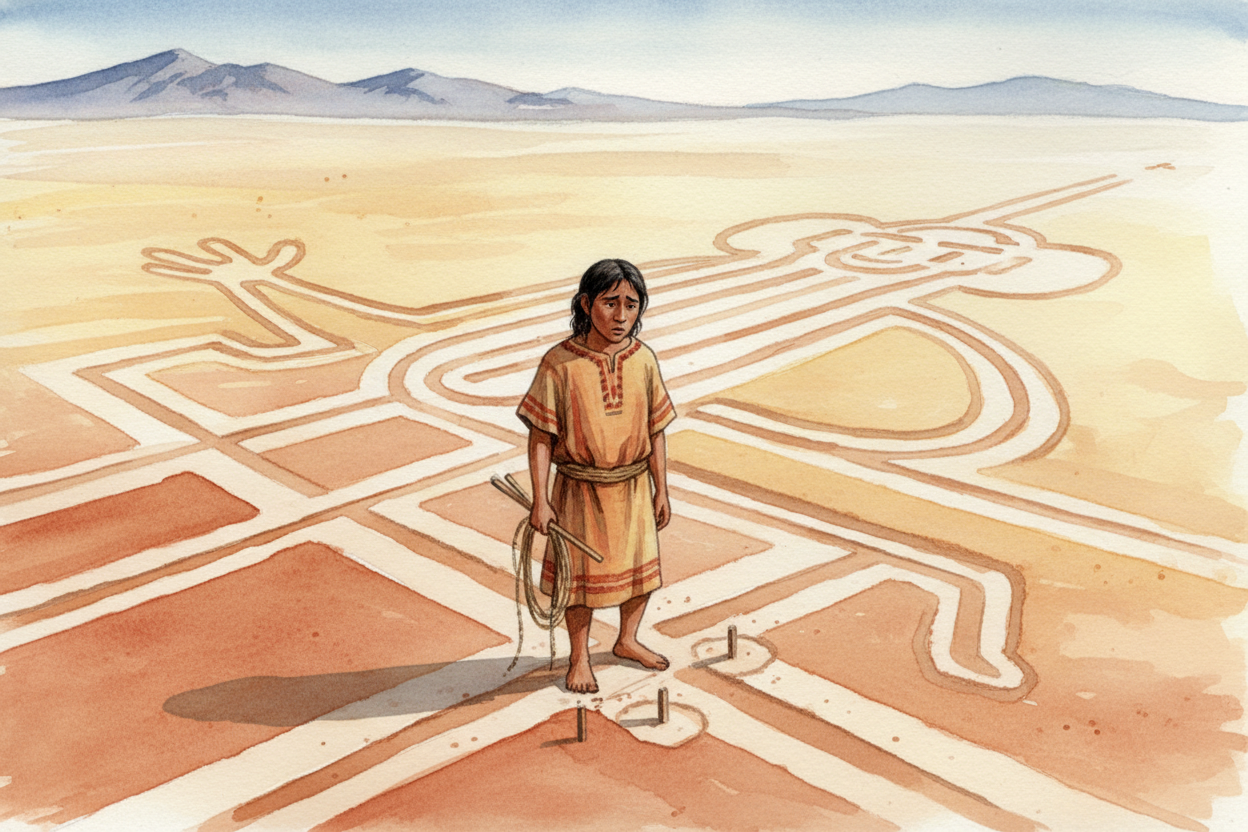 ~~Here's the wild part:~~ the Nazca probably never saw the full pictures. A monkey drawing might be **300 feet across**—