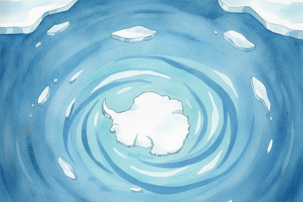 ~~At the chilly ends of the Earth~~ wait two more: the ++Arctic Ocean++, capped with floating ice at the top, and the ++