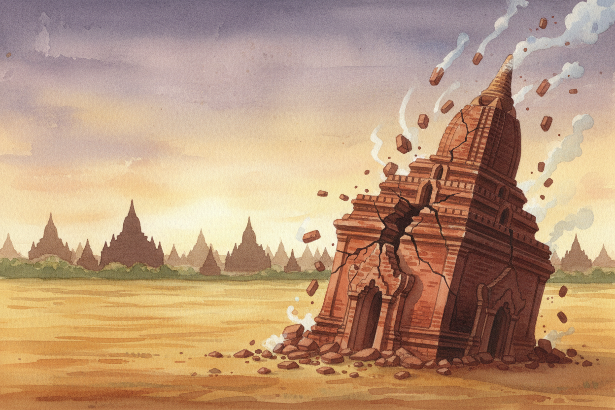 By 1287, the kingdom had weakened, and ++Mongol++ armies swept through. The temple-building stopped. Earthquakes knocked