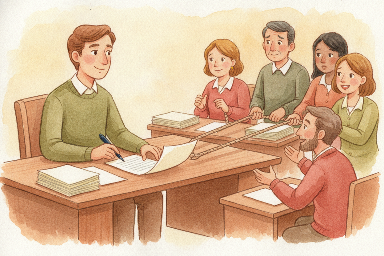 ~~여기 재미있는 반전이 있어요.~~ 규칙을 만드는 사람들이 법을 완성하면, 대통령은 그것을 살펴보고 “네” 또는 “아니요”라고 말할 수 있어요. 아니요라고 말하는 것을 ++거부권++이라고 해요. 하지만 규칙을 만드