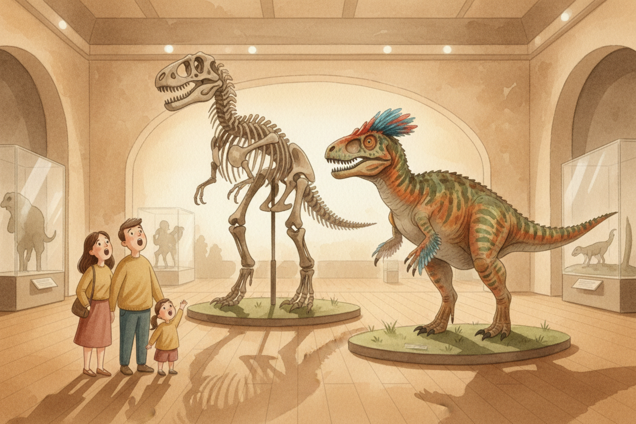 **Put all the clues together** — bones, teeth, footprints, skin, eggs, poop — and a picture emerges. *Not a blurry guess
