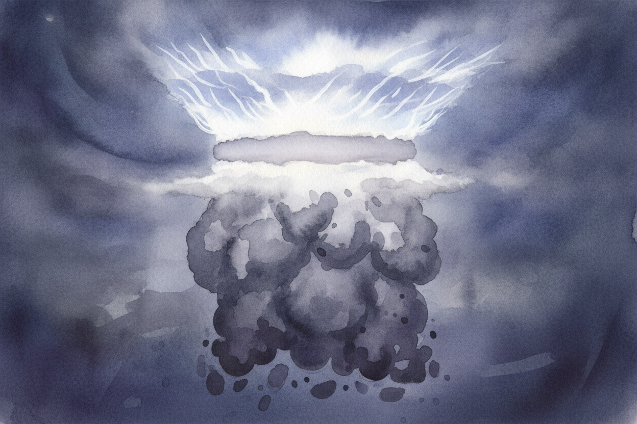 ~~Here's the neat part.~~ The light, icy bits get nudged toward the top of the cloud, while the heavier ones sink to the