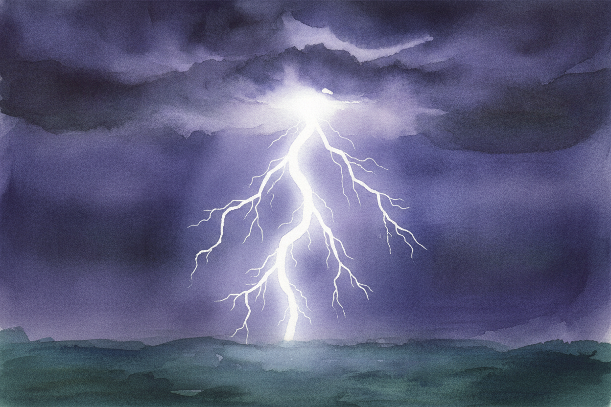 And then — ~~SNAP~~. The electricity bursts free, ripping a glowing path through the air in a fraction of a second. That