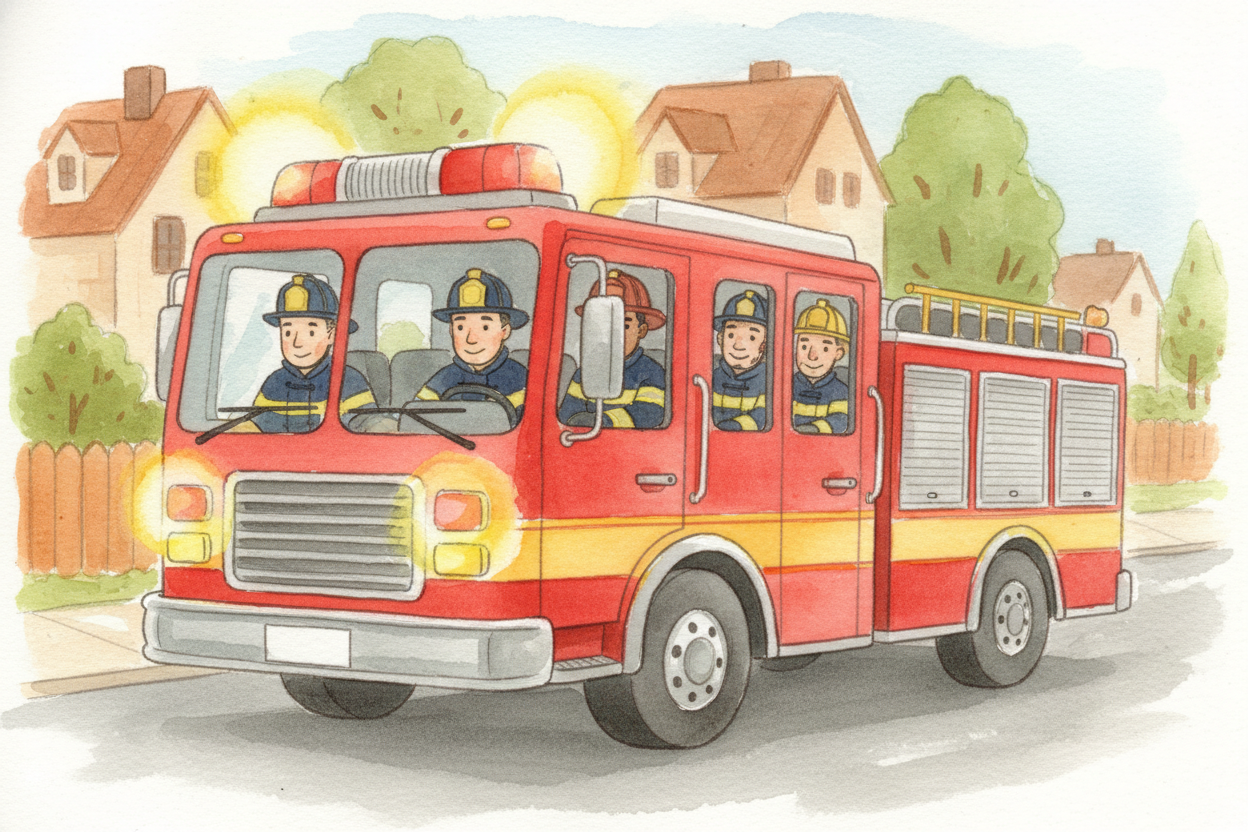 When something's on fire and people need help, who shows up in a big red truck with lights flashing and sirens wailing? 