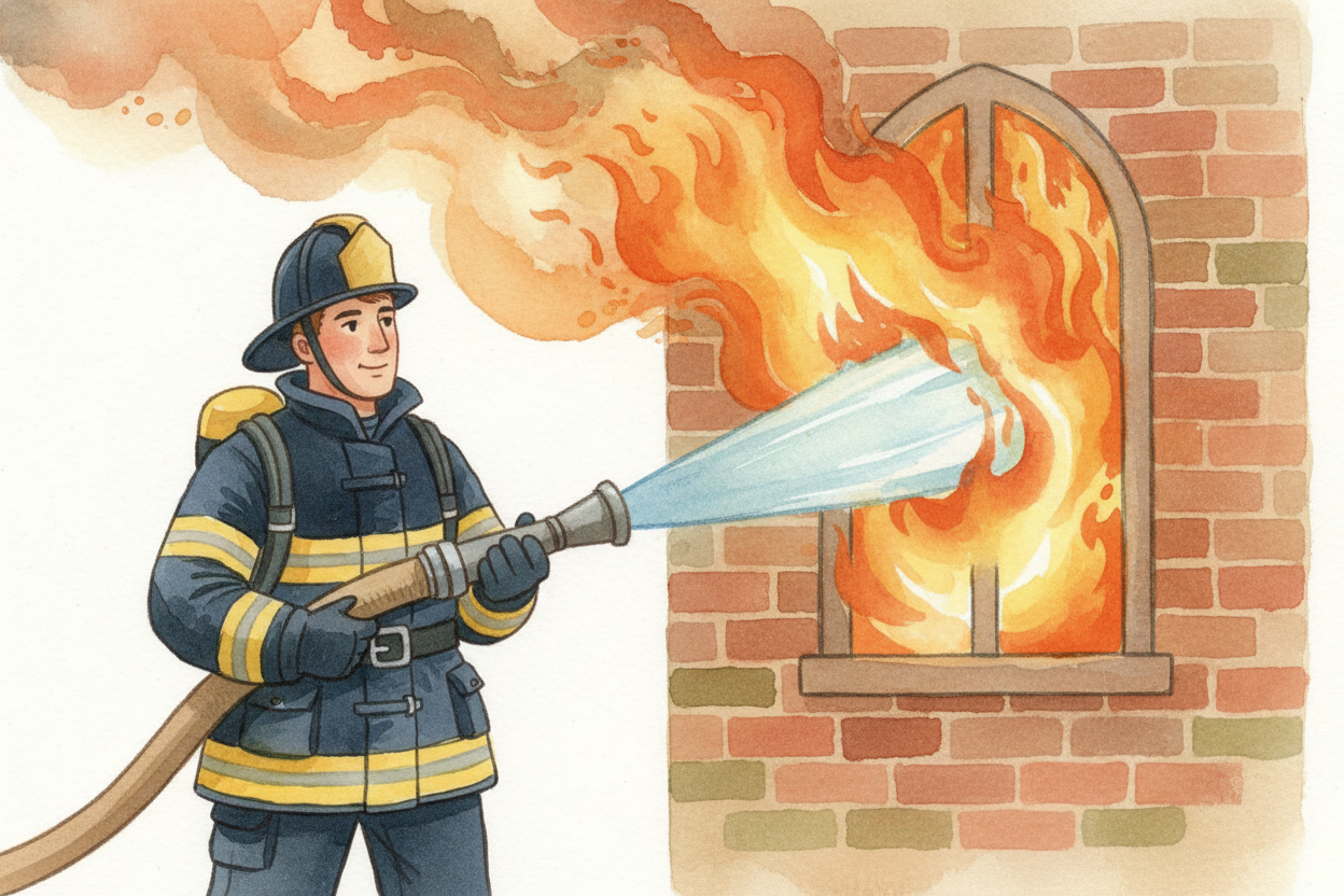 ~~Yes, firefighters put out fires~~ — that's the famous part. They wear heavy fireproof coats and pants, boots that won'