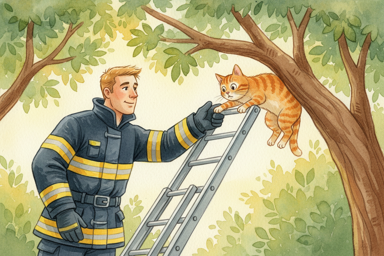 They also rescue people from places that aren't on fire at all. ~~Kid stuck in a tree?~~ Firefighter with a ladder. Cat 