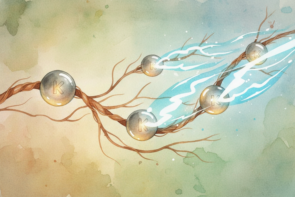 ++Potassium++, which you get from spinach, potatoes, and bananas, is in charge of your nerves and muscles. Every time yo