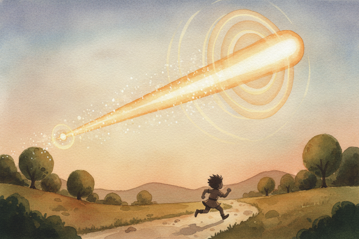 It all starts with **one stubborn fact about light**. No matter how fast you chase a light beam, it always zooms away fr