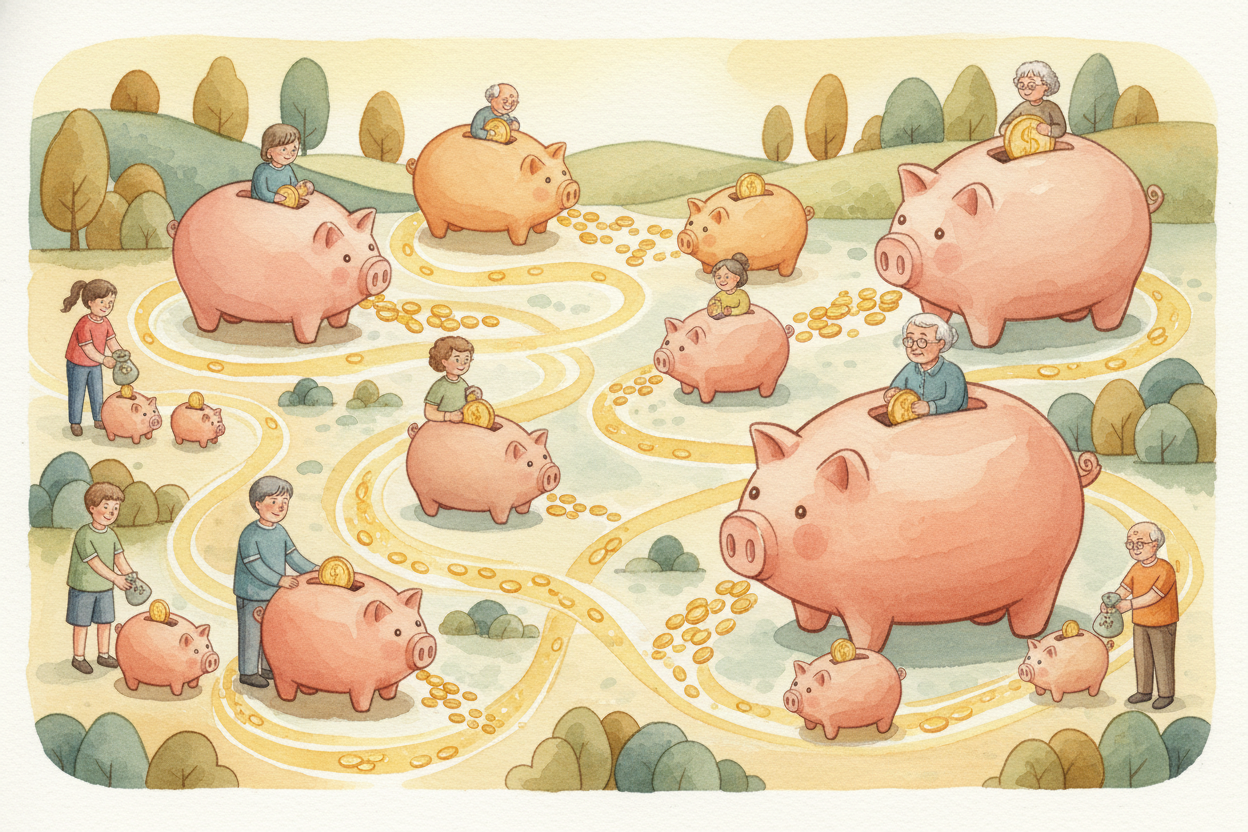 There's also something called ++Social Security++—_a government program where everyone pays in a little from each payche