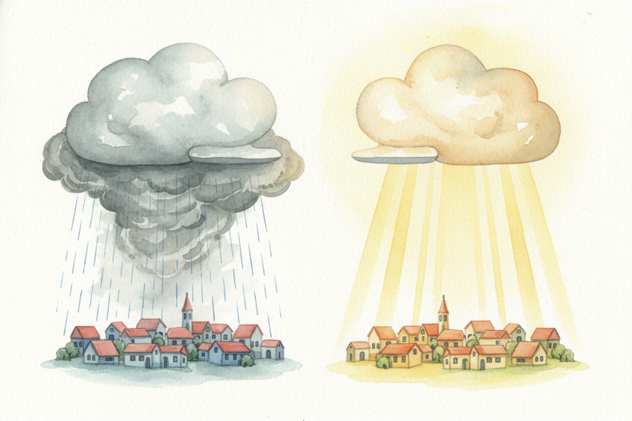 Why don't all the simulations agree? ~~Because the atmosphere is chaotic.~~ **A tiny difference** in starting conditions