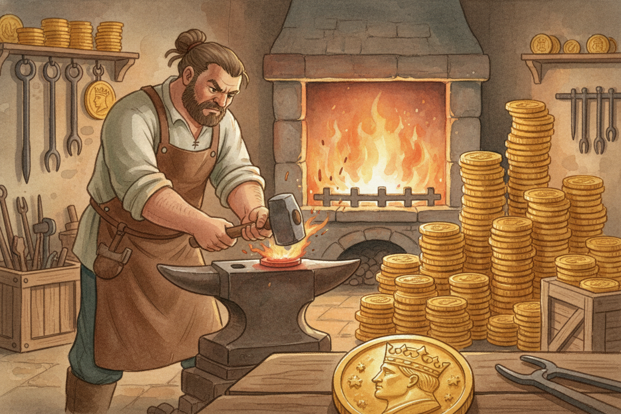 Governments made the system official. A king stamped his face on coins and declared, "This is worth one chicken" or "Thi