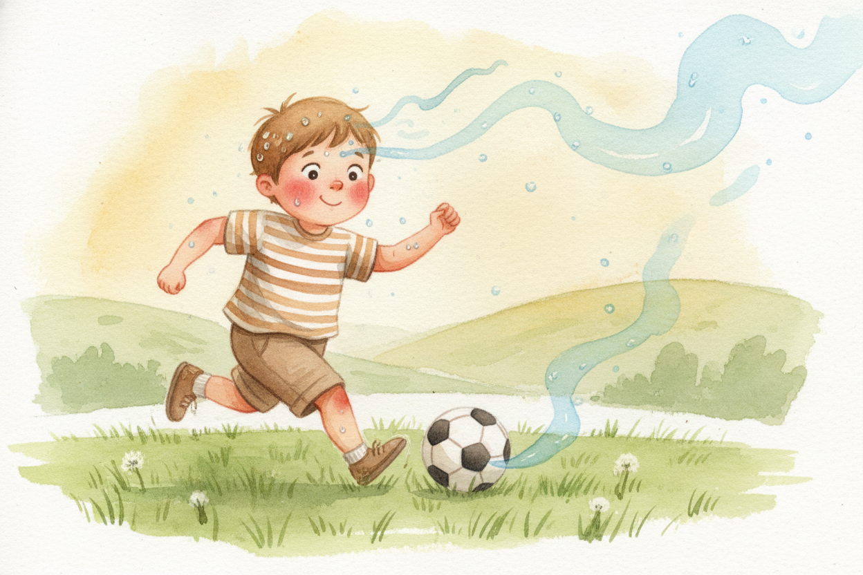 ~~Here's the wild part:~~ when you play hard, your body heats up. All that chemical burning to make ATP also makes heat,