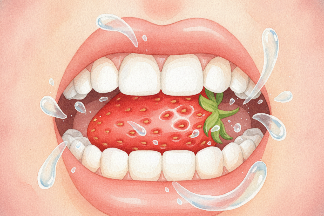 ~~The trip starts before you even swallow.~~ Your teeth crush the food, and your spit _(called saliva)_ does something s