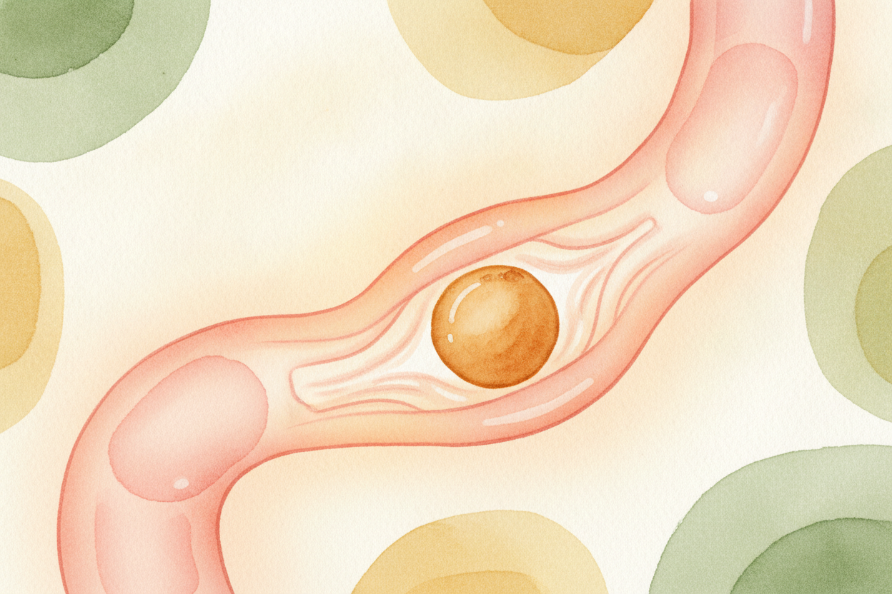 ~~Now for the slide.~~ The food drops into a stretchy tube called the ++esophagus++. It doesn't just fall — the tube **s