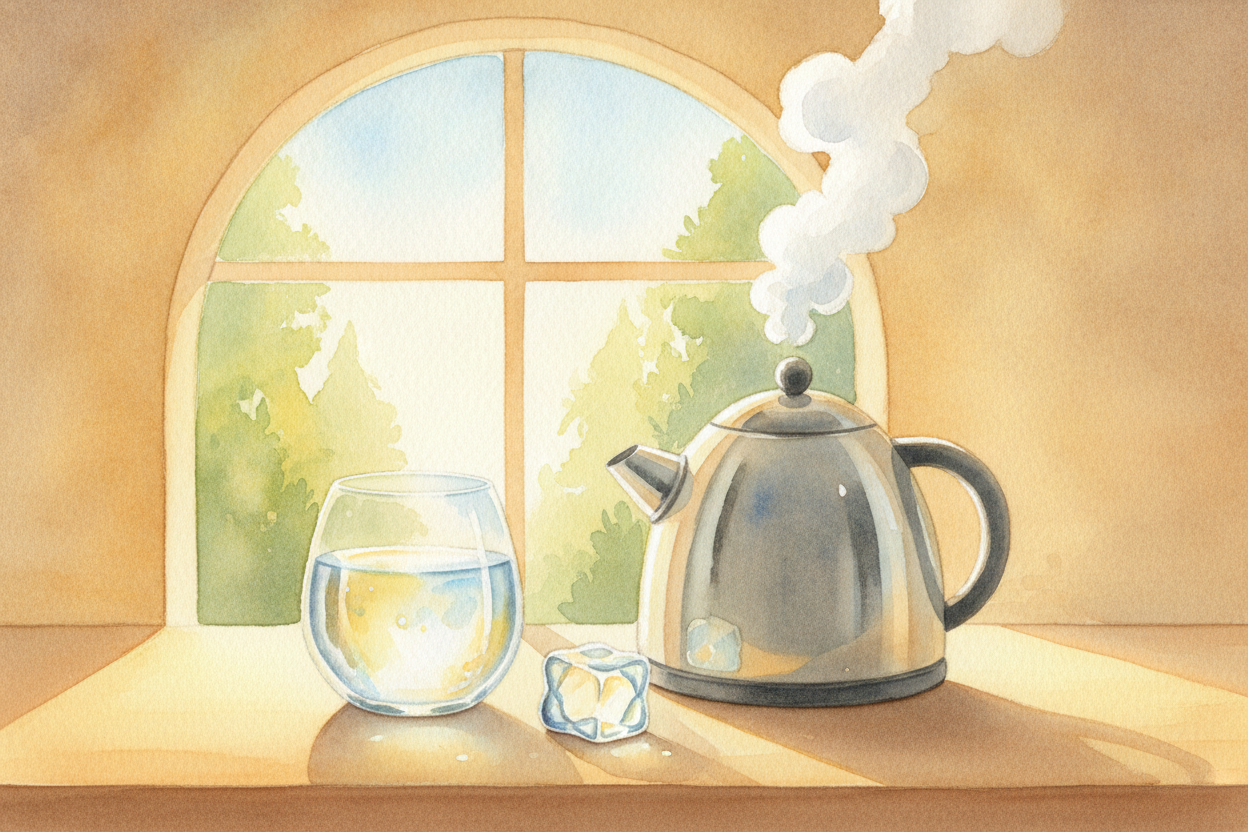 Water is the **great shape-shifter** of your kitchen. Pour it, freeze it, boil it — same stuff, three completely differe