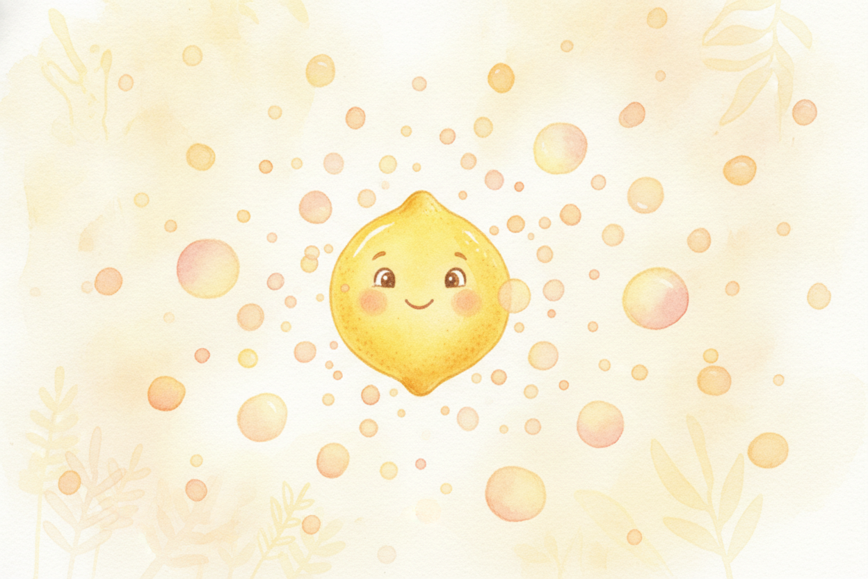~~먼저,~~ 산을 만나 보세요. 레몬즙, 식초, 탄산음료의 **톡 쏘는 거품**은 모두 산이에요. 무엇이 어떤 물질을 산으로 만들까요? 산은 ++수소 이온++이라는 *아주 작은 입자*를 기꺼이 내주려는 물질이에요.