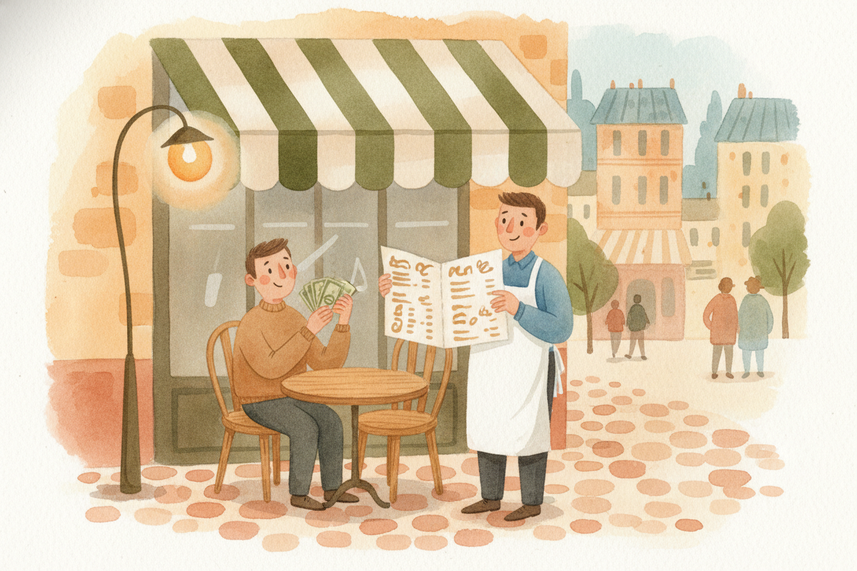 But when you land in ++France++, the sandwich maker there doesn't want your dollars. They want ++euros++, because that's