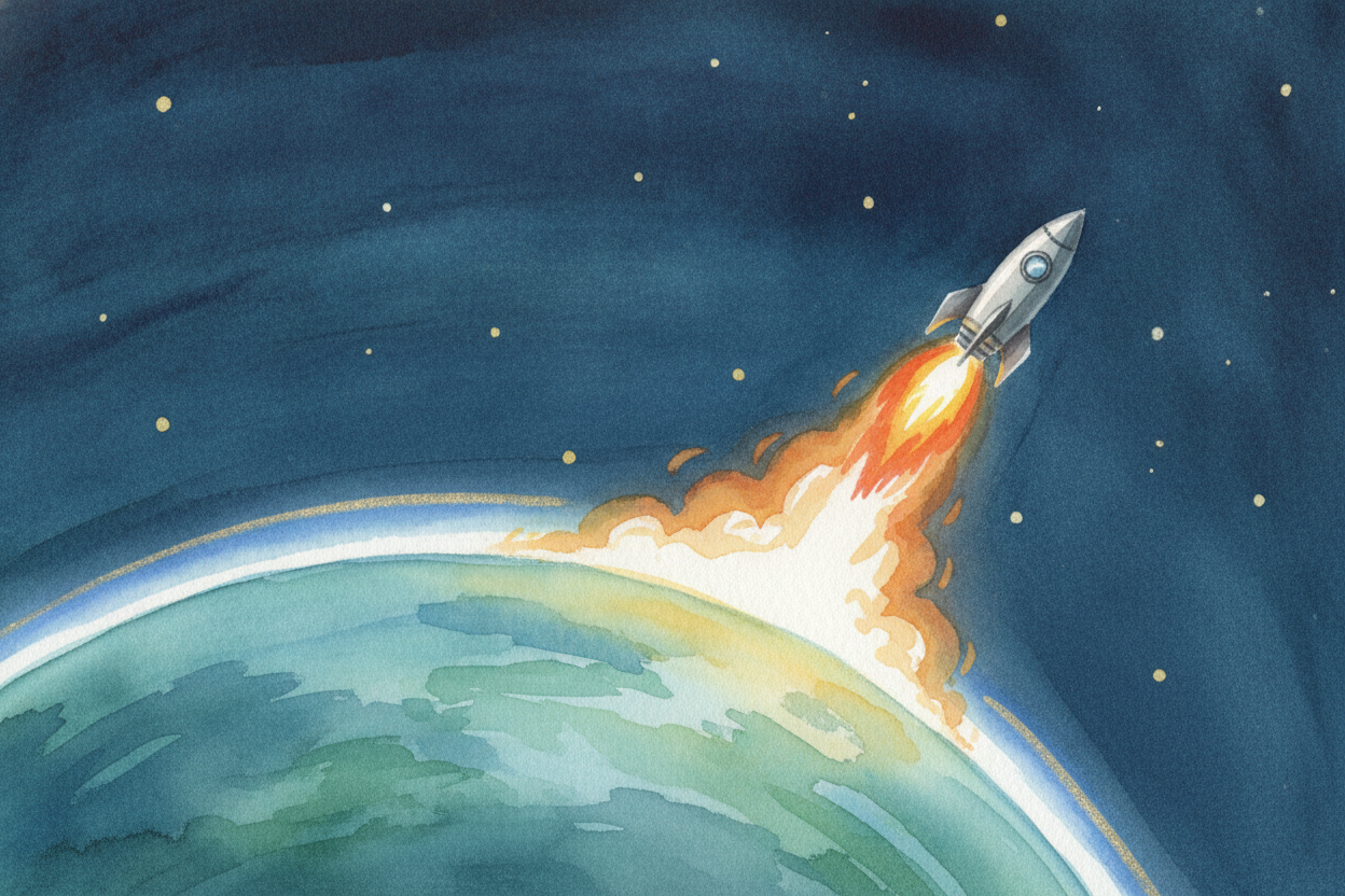 ~~Here's the wild part.~~ To leave anything's gravity, you need enough speed — ++Earth's++ "escape speed" is about *elev