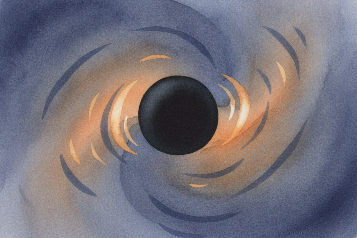 ~~That's why~~ a black hole looks black. Light that strays past the ++event horizon++ can't come back to your eyes, so t