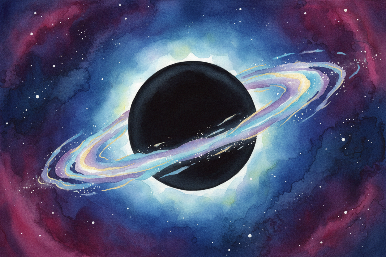 The edge of a black hole is called the ++event horizon++. It's not a solid surface — it's an **invisible line in space**