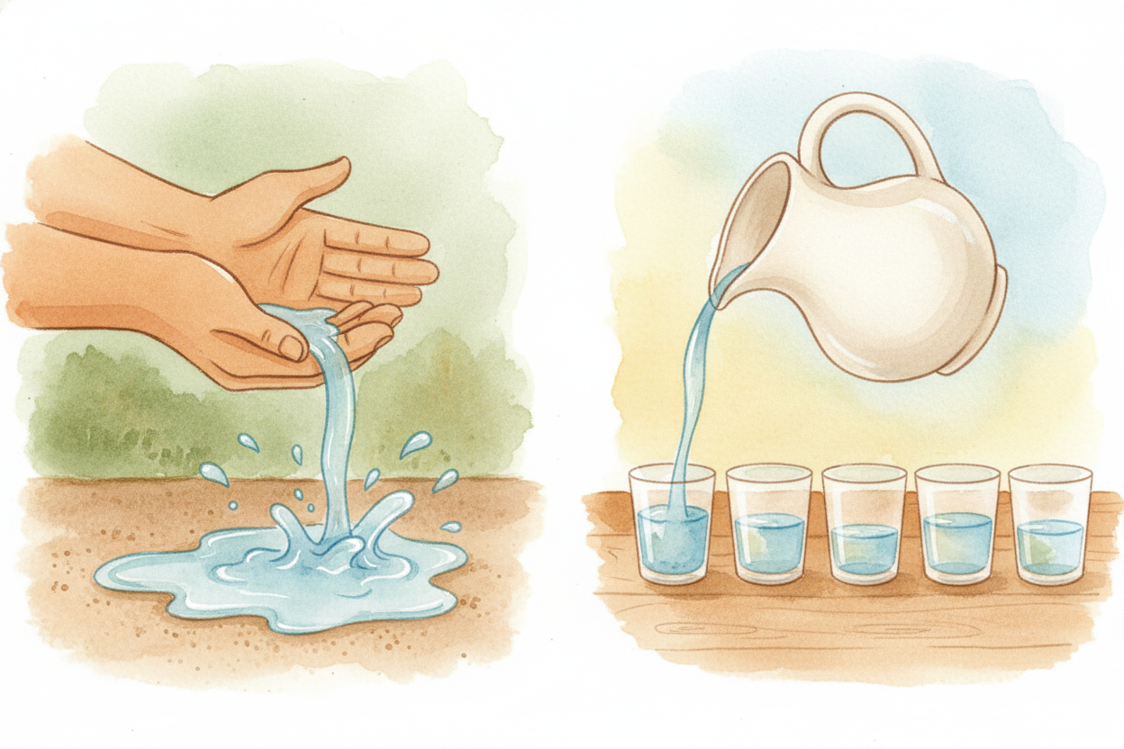 Without a budget, spending is like **pouring water through your hands**. With one, it's like **pouring water into cups**
