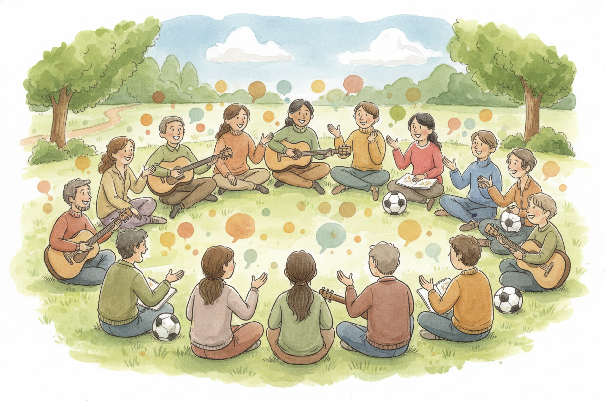 ~~Here's the simple version:~~ **a community is a group of people connected by something they share**. Sometimes it's a 