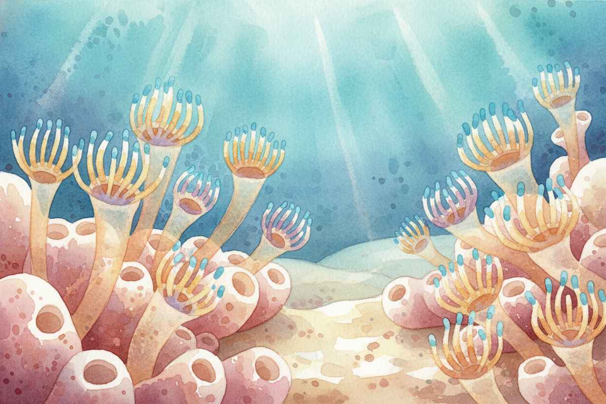 ~~Here's the weird part:~~ atolls are made by animals. Tiny animals called ++coral polyps++ — each one **smaller than yo