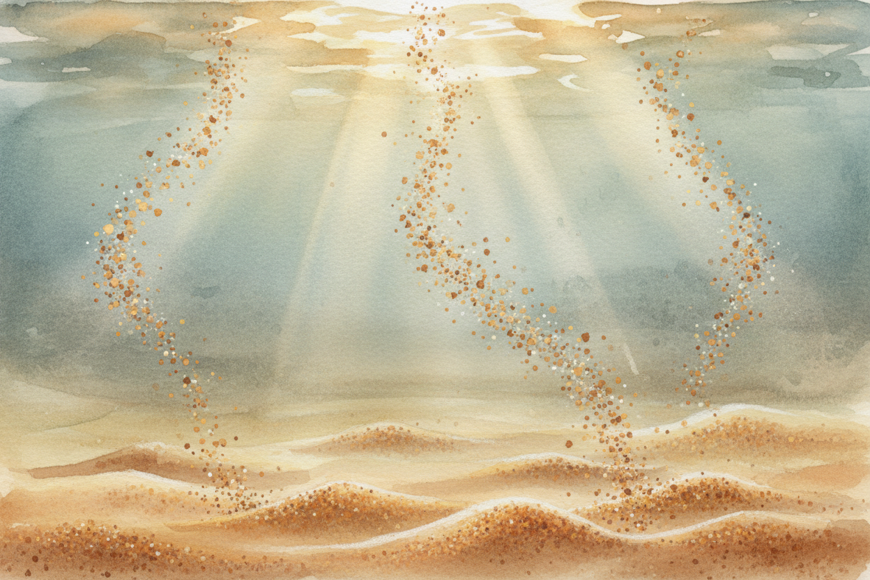 When the river slows, it can't hold onto all that dirt anymore — **like how you can't keep juggling if you suddenly walk