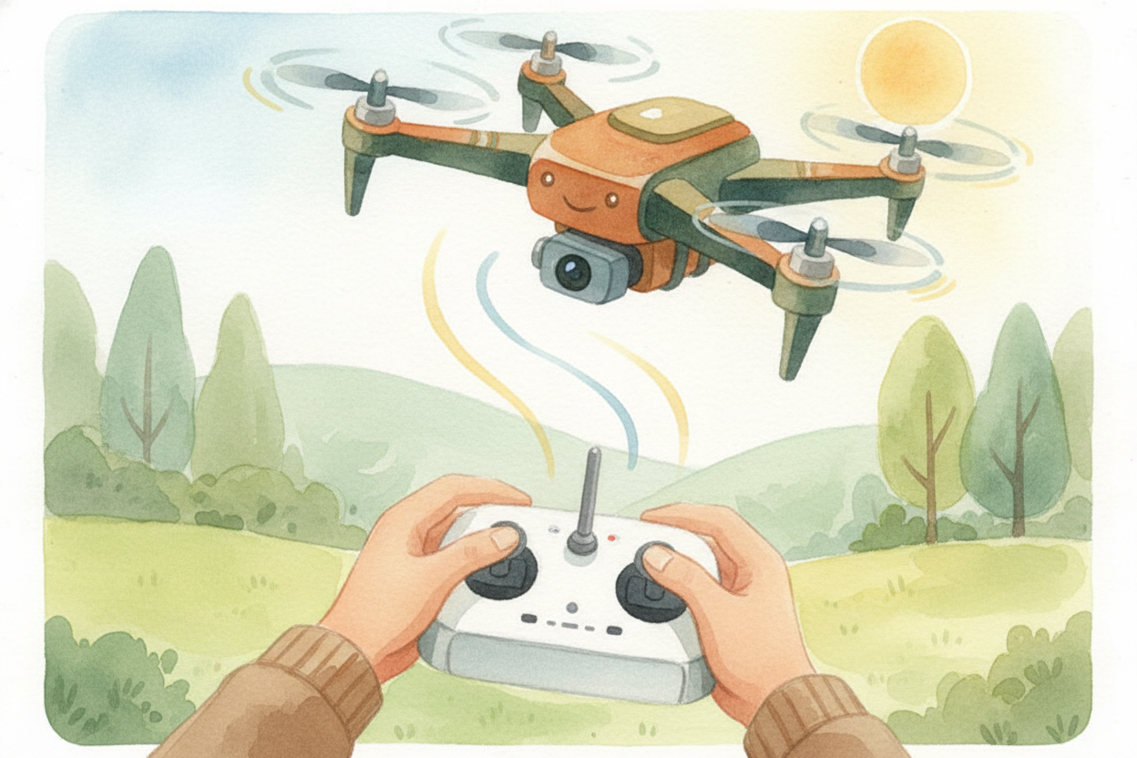 When you hold the controller and push the stick forward, ~~you're not directly controlling the propellers~~ — you're jus