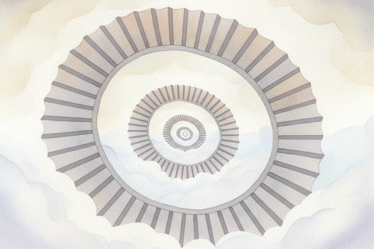 Fractals repeat forever because they're defined by a loop. Take a shape, apply a rule, get a new shape. Take that shape,