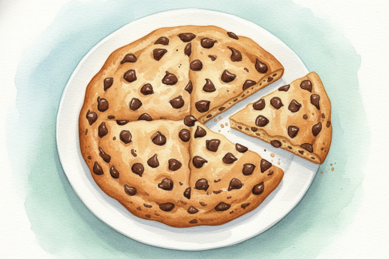~~Let's slice that cookie differently.~~ Cut it into four equal pieces instead. Now each piece is 1/4 of the cookie — *o