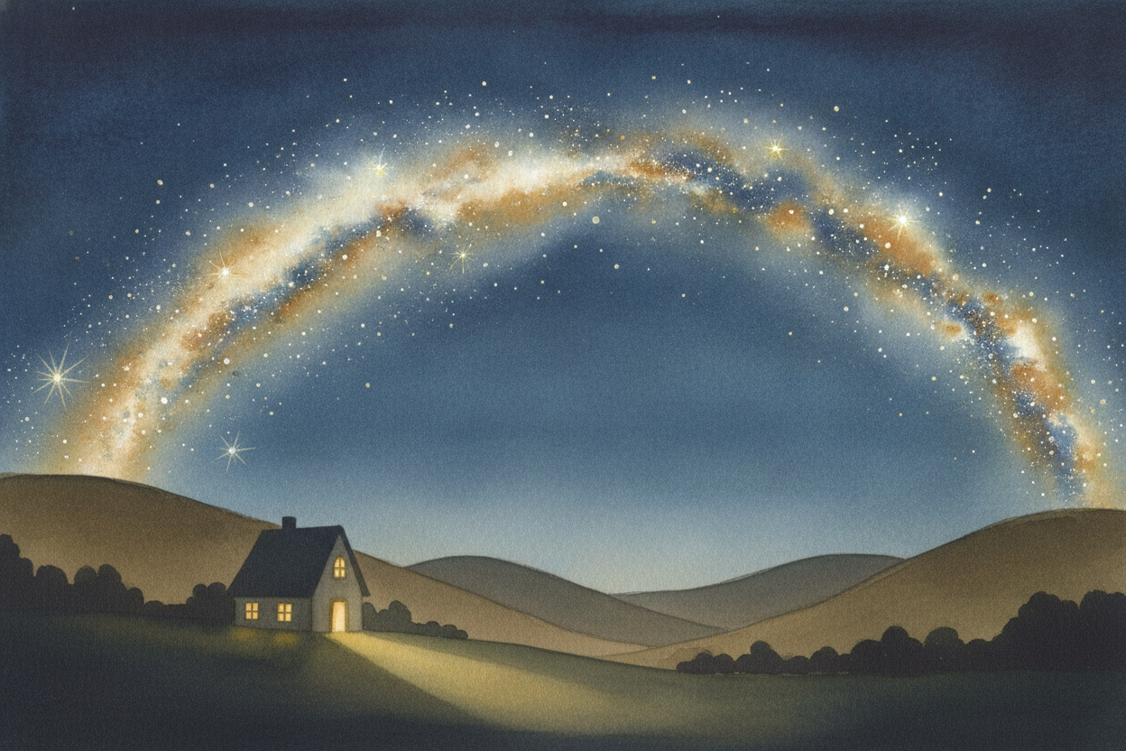 ~~So that milky smudge above the hills was never spilled milk.~~ It was a glimpse of home — our own galaxy, seen from th