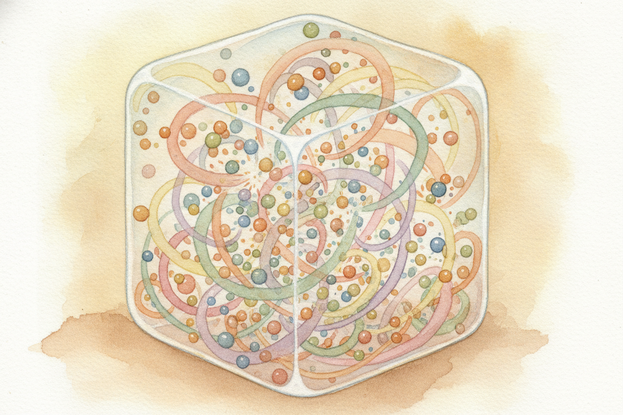 These molecules **never, ever sit still**. They race in straight lines until they ~~smack into something~~ — a wall, a w