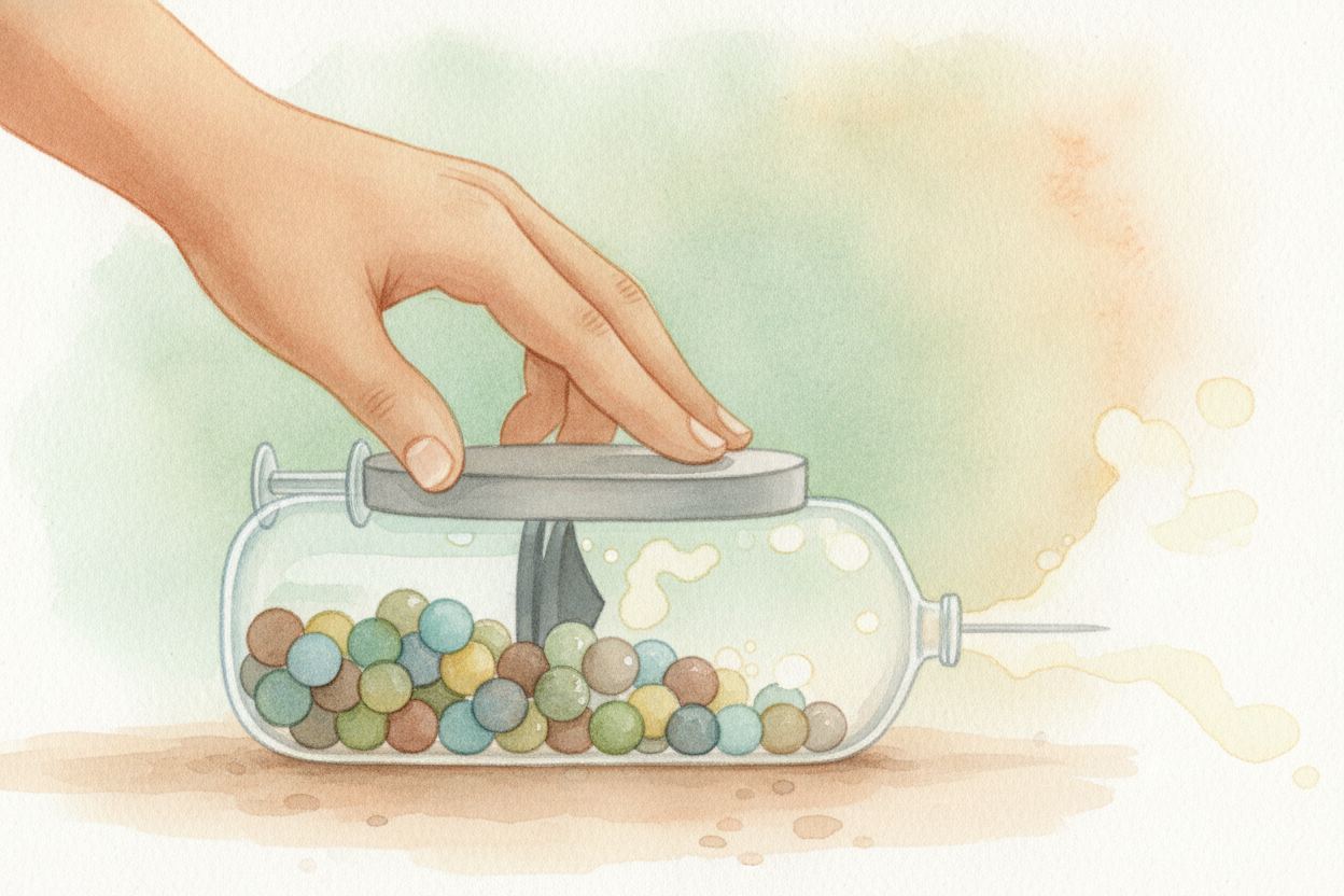 ~~Now, the fun part.~~ Why can you squeeze a gas? Because of **all that empty space**! When you push the molecules into 