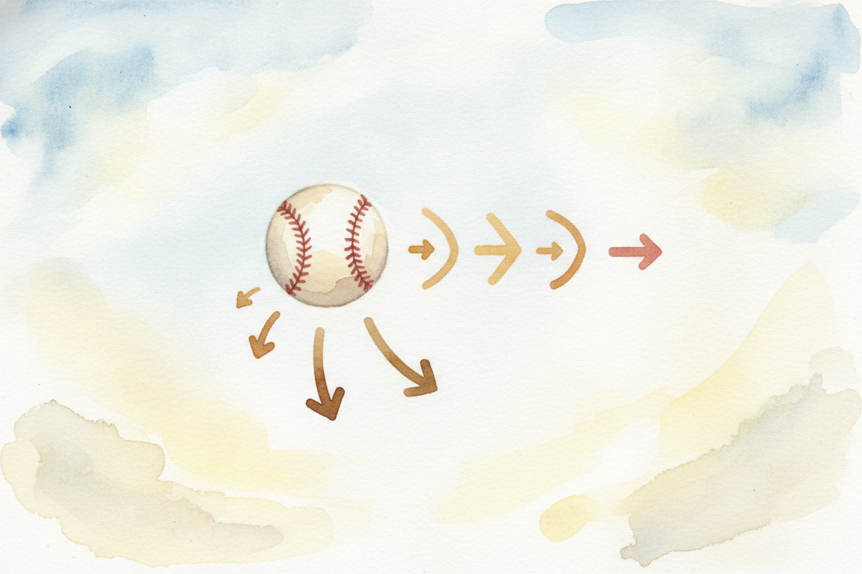 ~~So why does~~ a thrown ball trace this exact shape? **Two things are happening to it at once**. First, it keeps moving