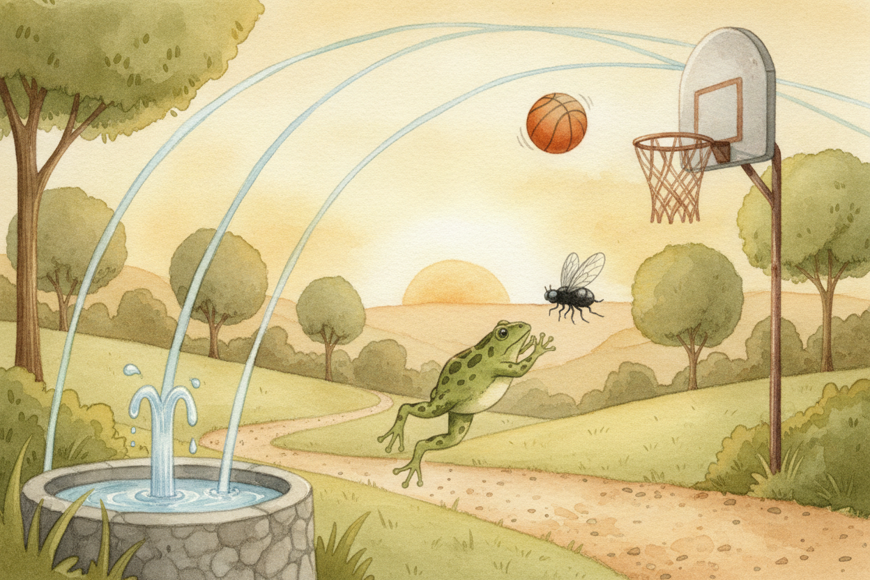 ~~Here's the wonderful part:~~ it doesn't matter what you throw. A basketball swishing through a hoop, a stream of water