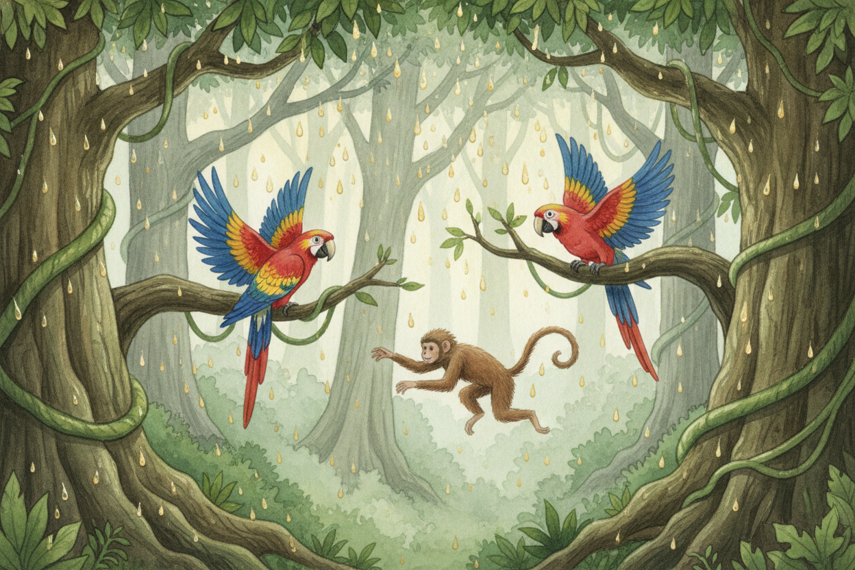 ~~Picture the wettest, greenest, loudest, most alive place on Earth.~~ That's a rainforest. It rains almost every day, t