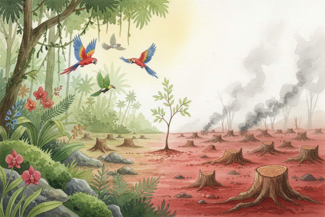 ~~So here's the thing:~~ rainforests give us air, water, medicine, food, climate stability, and millions of species foun
